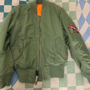Alpha Industries bomber jacket in olive green